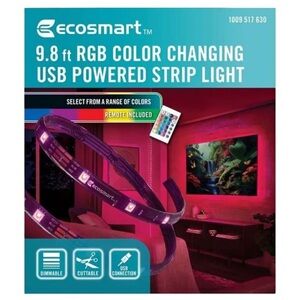 9.8 ft. Color Changing Dimmable USB Powered LED Black Strip Light with Remote